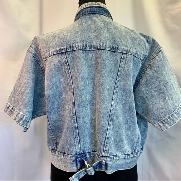 💥BRUNO Cassini vintage short sleeve acid wash retro denim Jean jacket - Picture 3 of 7